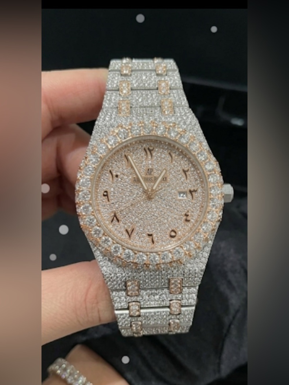 Diamond-Style Pavé Bracelet Watch in Silver Tone